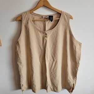 Vintage Erika Tank Top Cotton Tan Beige 2X
